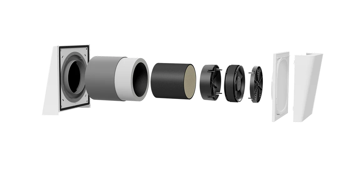 Explosionsansicht des inVENTer iV-Zero Lüftungssystems